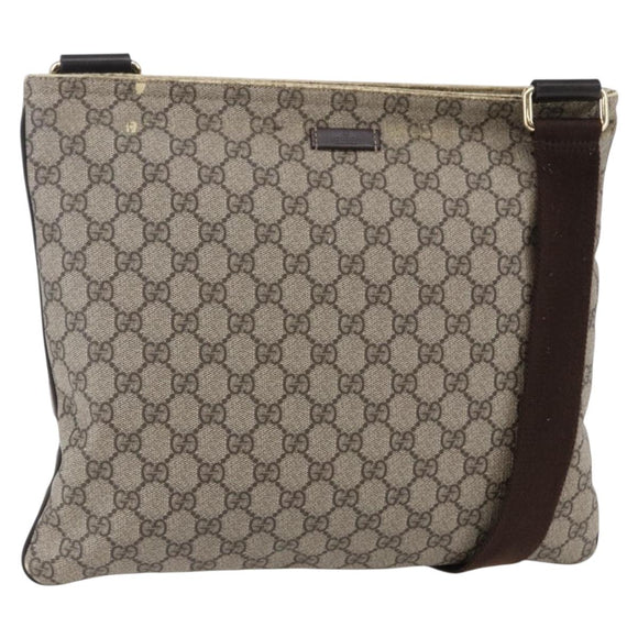 GUCCI GG Supreme Shoulder Bag PVC Beige Gold 201446 Auth 146578