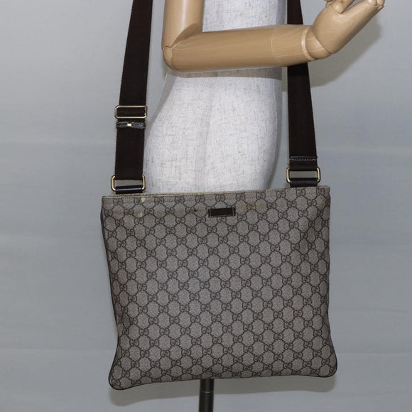 GUCCI GG Supreme Shoulder Bag PVC Beige Gold 201446 Auth 146578