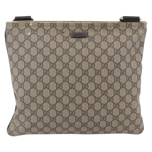 GUCCI GG Supreme Shoulder Bag PVC Beige Gold 201446 Auth 146578