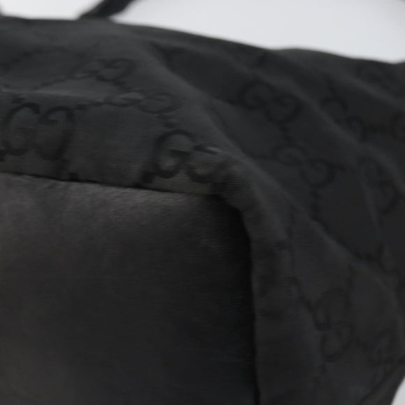 GUCCI Bamboo GG Canvas Shoulder Bag Nylon Black Silver 000 0531 Auth 146579