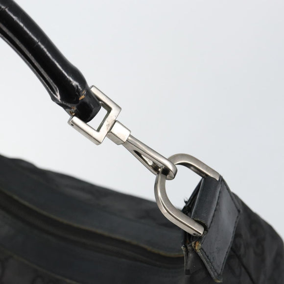GUCCI Bamboo GG Canvas Shoulder Bag Nylon Black Silver 000 0531 Auth 146579