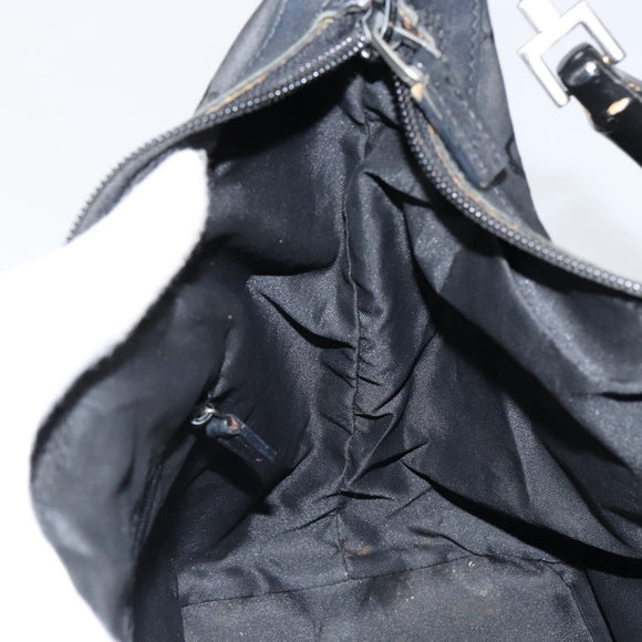 GUCCI Bamboo GG Canvas Shoulder Bag Nylon Black Silver 000 0531 Auth 146579