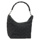 GUCCI Bamboo GG Canvas Shoulder Bag Nylon Black Silver 000 0531 Auth 146579-1