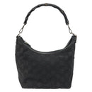 GUCCI Bamboo GG Canvas Shoulder Bag Nylon Black Silver 000 0531 Auth 146579-13