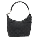 GUCCI Bamboo GG Canvas Shoulder Bag Nylon Black Silver 000 0531 Auth 146579-2