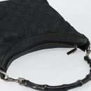 GUCCI Bamboo GG Canvas Shoulder Bag Nylon Black Silver 000 0531 Auth 146579-6