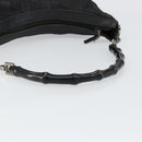 GUCCI Bamboo GG Canvas Shoulder Bag Nylon Black Silver 000 0531 Auth 146579-7