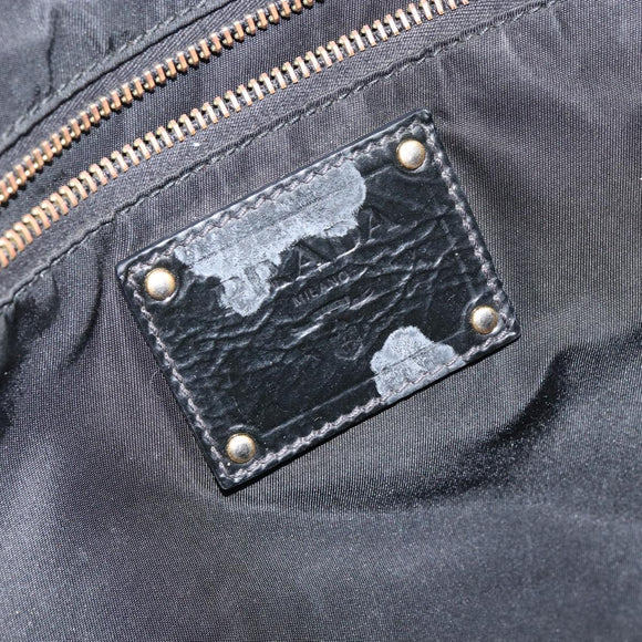 PRADA Tote Bag Nylon Black Gold Auth 146580