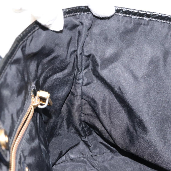 PRADA Tote Bag Nylon Black Gold Auth 146580