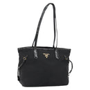 PRADA Tote Bag Nylon Black Gold Auth 146580-1