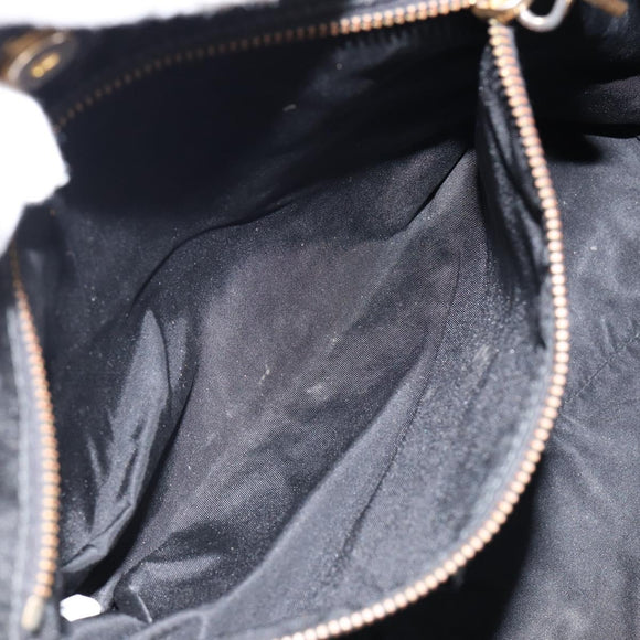 PRADA Tote Bag Nylon Black Gold Auth 146580