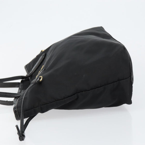 PRADA Tote Bag Nylon Black Gold Auth 146580