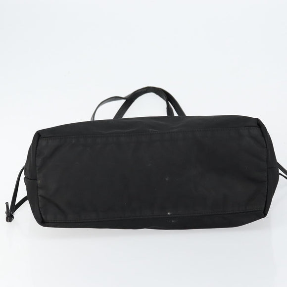 PRADA Tote Bag Nylon Black Gold Auth 146580