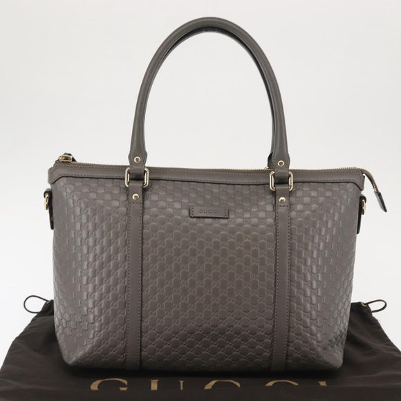 GUCCI Micro GG Guccissima Bag Leather Outlet Light gray 449656 Auth 146581