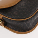 Christian Dior Honeycomb Canvas Shoulder Bag PVC Black Brown gold Auth 146582-14