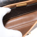 Christian Dior Honeycomb Canvas Shoulder Bag PVC Black Brown gold Auth 146582-12