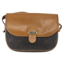 Christian Dior Honeycomb Canvas Shoulder Bag PVC Black Brown gold Auth 146582-13