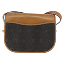 Christian Dior Honeycomb Canvas Shoulder Bag PVC Black Brown gold Auth 146582-2