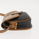 Christian Dior Honeycomb Canvas Shoulder Bag PVC Black Brown gold Auth 146582-4