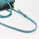 PRADA Galleria Hand Bag Safiano Leather 2way Turquoise Blue Gold Auth 146590-10
