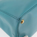 PRADA Galleria Hand Bag Safiano Leather 2way Turquoise Blue Gold Auth 146590-15