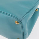 PRADA Galleria Hand Bag Safiano Leather 2way Turquoise Blue Gold Auth 146590-16