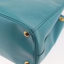 PRADA Galleria Hand Bag Safiano Leather 2way Turquoise Blue Gold Auth 146590-18