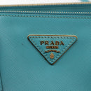 PRADA Galleria Hand Bag Safiano Leather 2way Turquoise Blue Gold Auth 146590-19