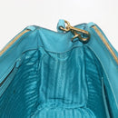 PRADA Galleria Hand Bag Safiano Leather 2way Turquoise Blue Gold Auth 146590-21