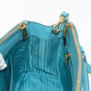 PRADA Galleria Hand Bag Safiano Leather 2way Turquoise Blue Gold Auth 146590-22