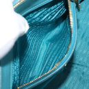 PRADA Galleria Hand Bag Safiano Leather 2way Turquoise Blue Gold Auth 146590-23