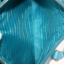 PRADA Galleria Hand Bag Safiano Leather 2way Turquoise Blue Gold Auth 146590-24