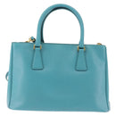 PRADA Galleria Hand Bag Safiano Leather 2way Turquoise Blue Gold Auth 146590-2