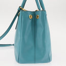 PRADA Galleria Hand Bag Safiano Leather 2way Turquoise Blue Gold Auth 146590-3