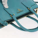 PRADA Galleria Hand Bag Safiano Leather 2way Turquoise Blue Gold Auth 146590-7