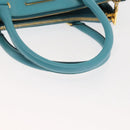 PRADA Galleria Hand Bag Safiano Leather 2way Turquoise Blue Gold Auth 146590-8