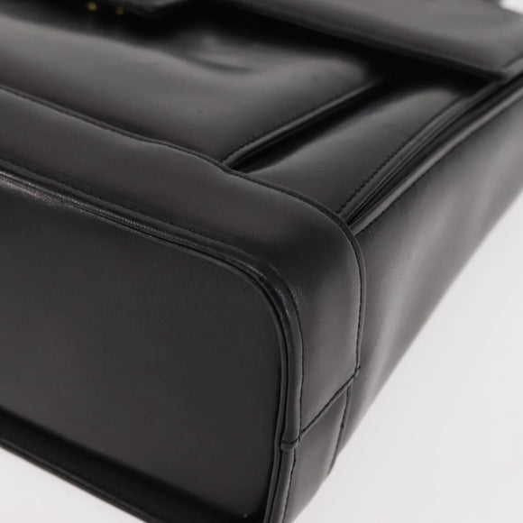 GIVENCHY Hand Bag Leather Black Gold Auth 146592