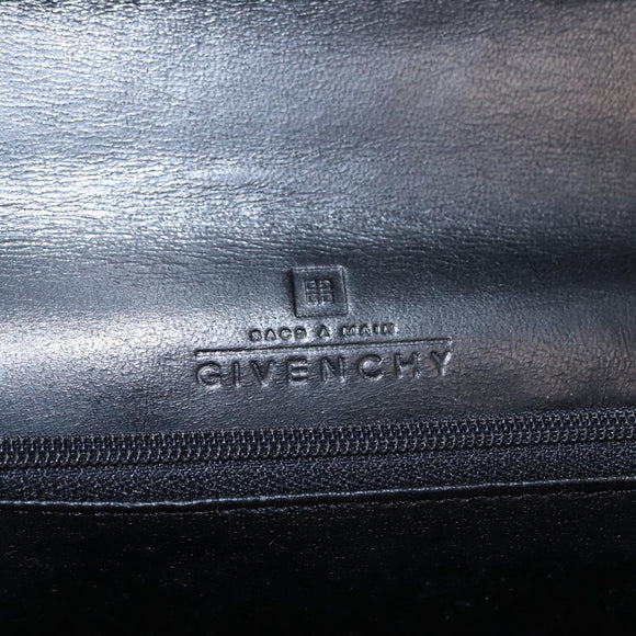 GIVENCHY Hand Bag Leather Black Gold Auth 146592