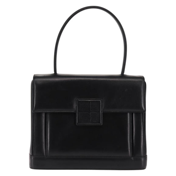 GIVENCHY Hand Bag Leather Black Gold Auth 146592