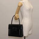 GIVENCHY Hand Bag Leather Black Gold Auth 146592-21
