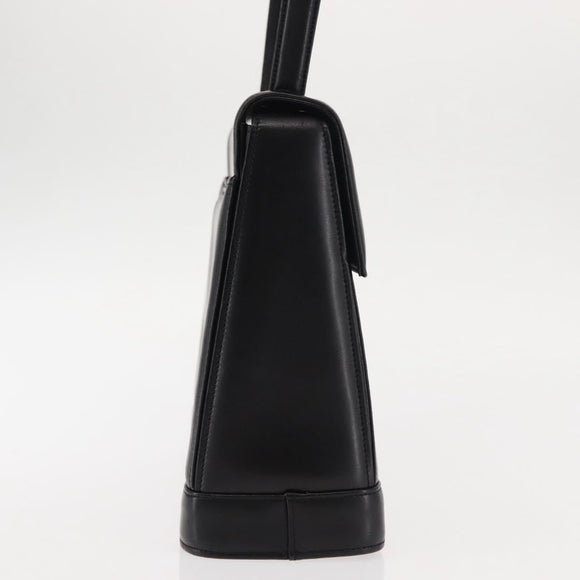 GIVENCHY Hand Bag Leather Black Gold Auth 146592