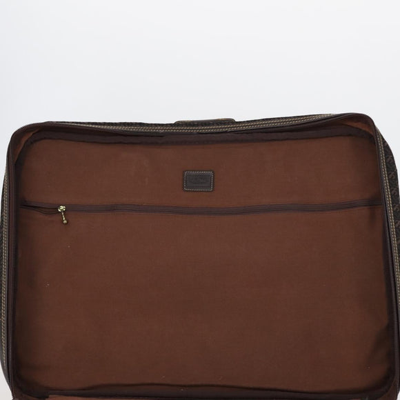 LOEWE Trunk Canvas Leather Dark Brown Gold Auth 146599