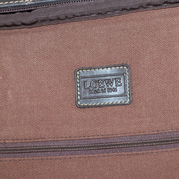 LOEWE Trunk Canvas Leather Dark Brown Gold Auth 146599