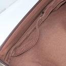 LOEWE Trunk Canvas Leather Dark Brown Gold Auth 146599-25