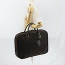 LOEWE Trunk Canvas Leather Dark Brown Gold Auth 146599-26