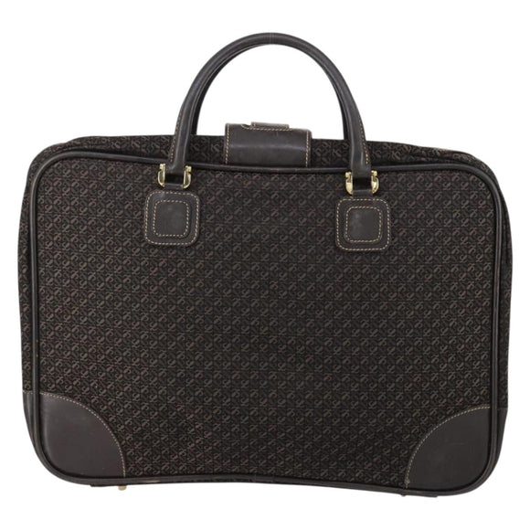 LOEWE Trunk Canvas Leather Dark Brown Gold Auth 146599