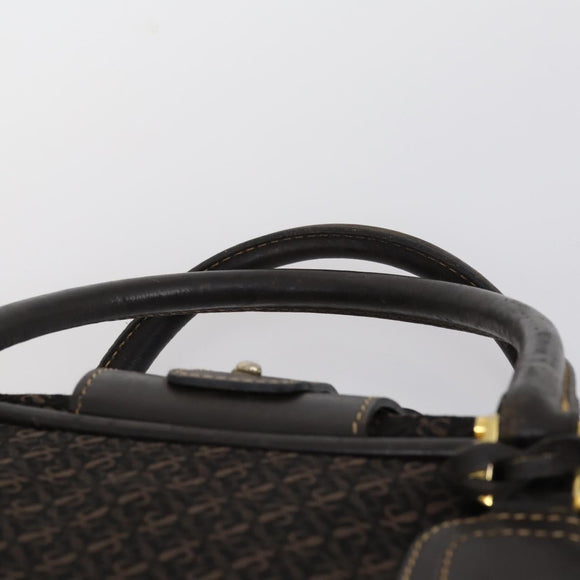 LOEWE Trunk Canvas Leather Dark Brown Gold Auth 146599