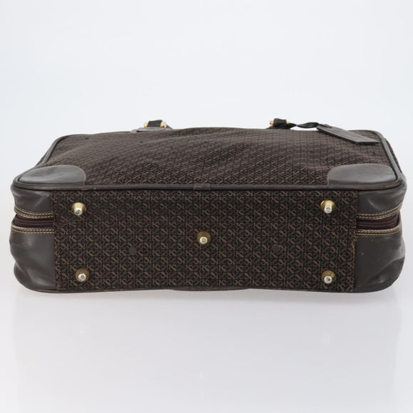 LOEWE Trunk Canvas Leather Dark Brown Gold Auth 146599