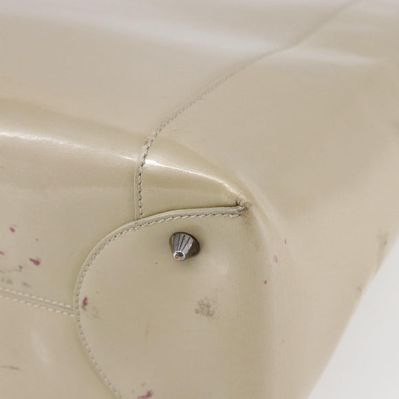 Christian Dior Maris Pearl Tote Bag Patent leather Beige Auth 146601