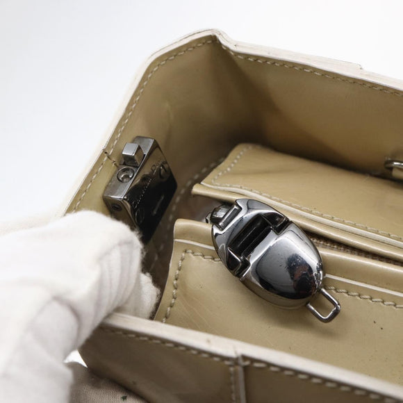 Christian Dior Maris Pearl Tote Bag Patent leather Beige Auth 146601